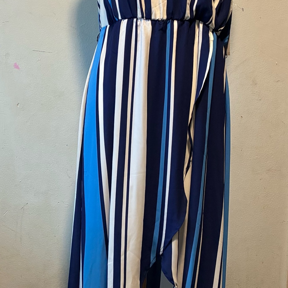 a.n.a Navy and White Striped Dress